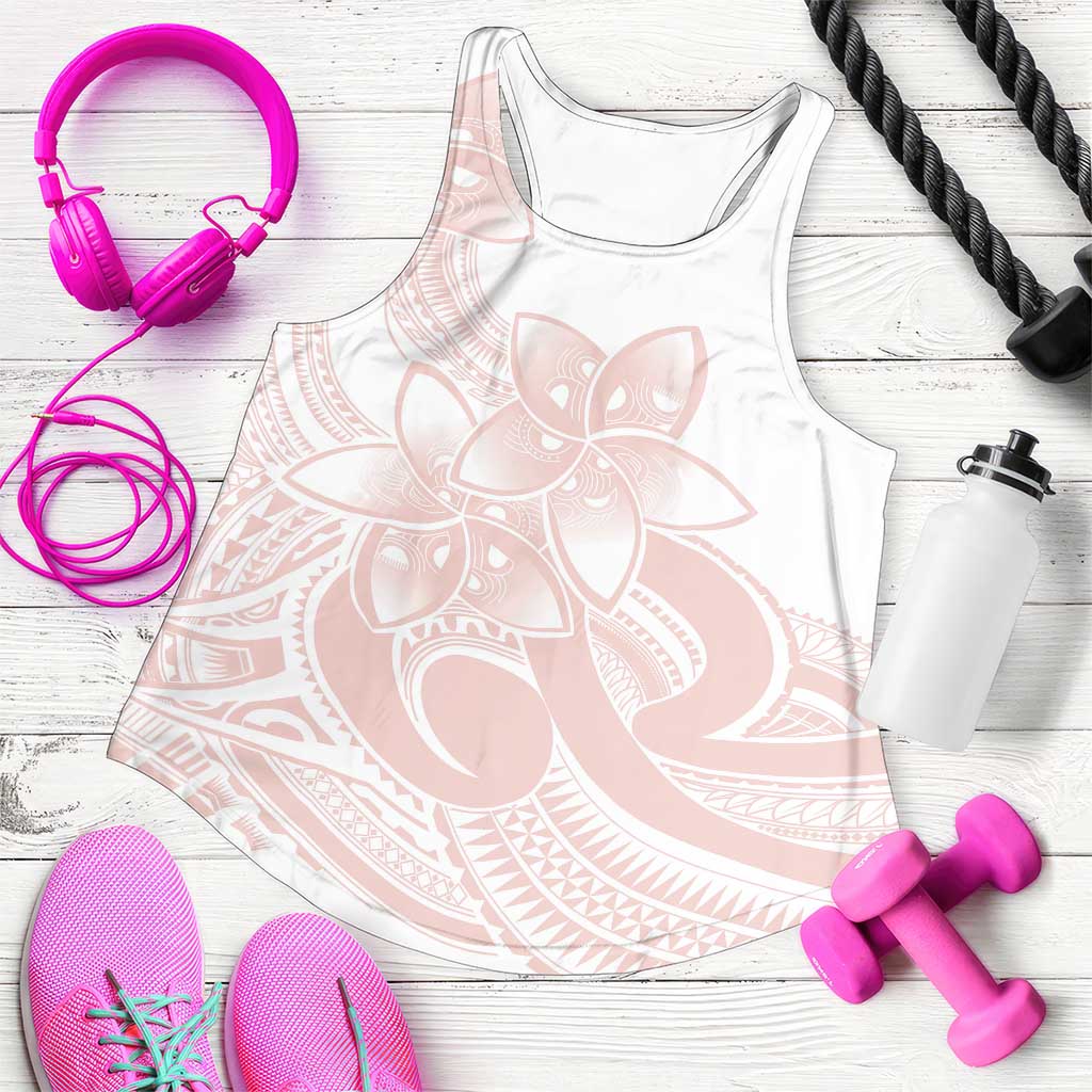 Polynesian Tribal Plumeria Lotu Tamaiti Women Racerback Tank Pastel Blush LT9 Blush - Polynesian Pride