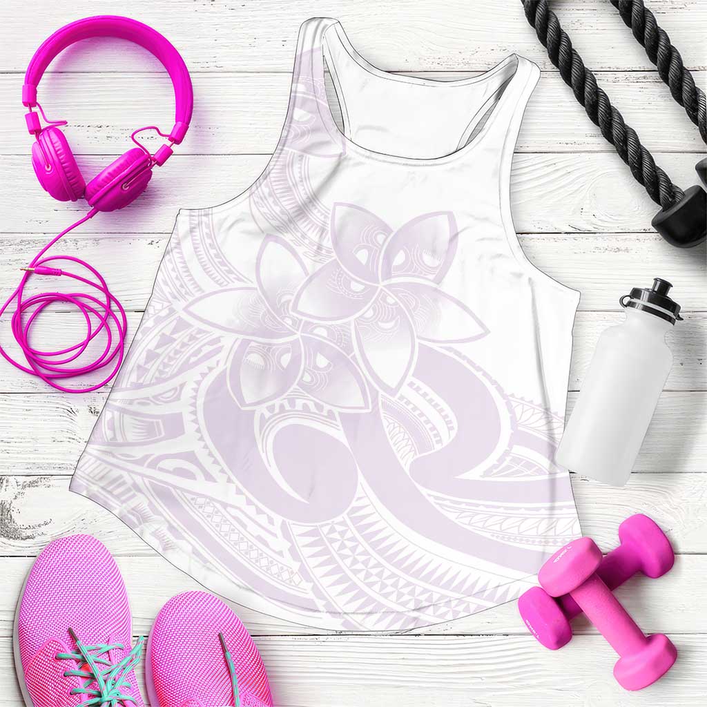 Polynesian Tribal Plumeria Lotu Tamaiti Women Racerback Tank Pastel Mauve - Polynesian Pride