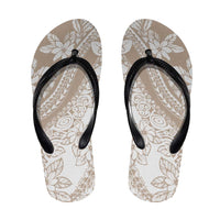 Polynesian Tropical Flowers Beige Pastel Vibes Flip Flops LT14 Beige - Polynesian Pride