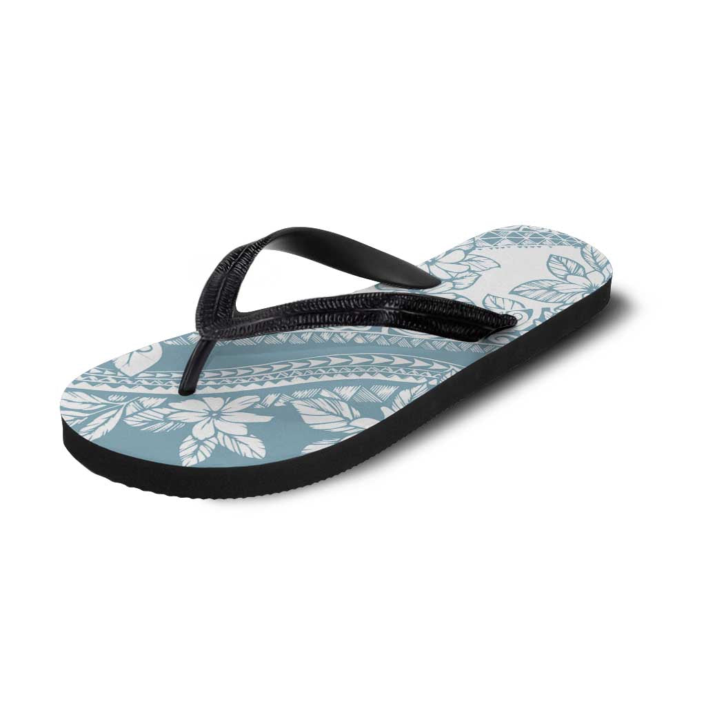 Polynesian Tropical Flowers Blue Pastel Vibes Flip Flops LT14 - Polynesian Pride