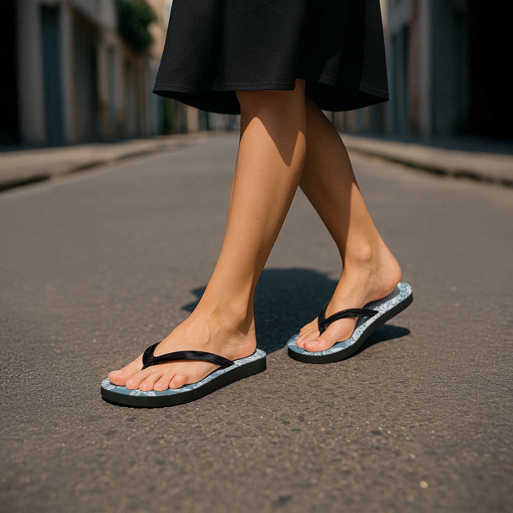 Polynesian Tropical Flowers Blue Pastel Vibes Flip Flops LT14 - Polynesian Pride