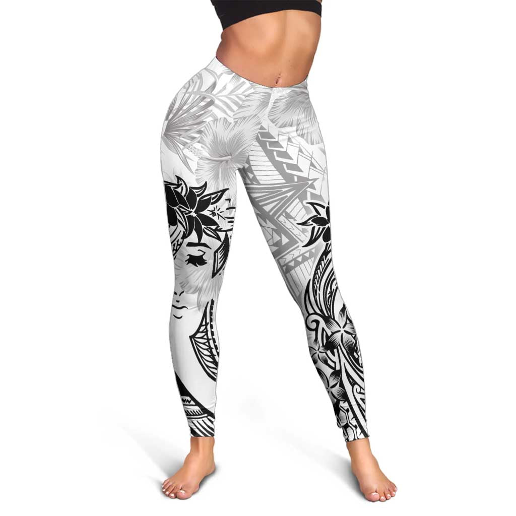 Polynesian Women's Day Leggings Plumeria Passion - White LT7 - Polynesian Pride