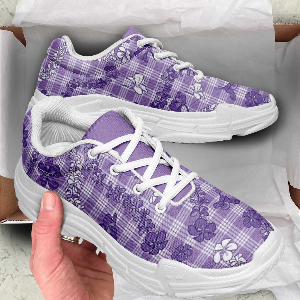 Poni Aloha Hawaii Chunky Sneakers Plumeria Lei With Palaka Motif - Polynesian Pride