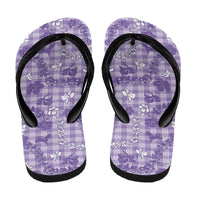 Poni Aloha Hawaii Flip Flops Plumeria Lei With Palaka Motif - Polynesian Pride