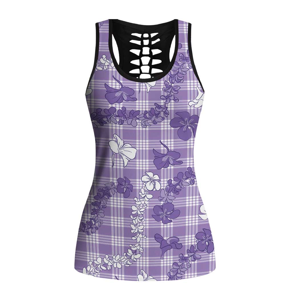 Poni Aloha Hawaii Hollow Tank Top Plumeria Lei With Palaka Motif - Polynesian Pride