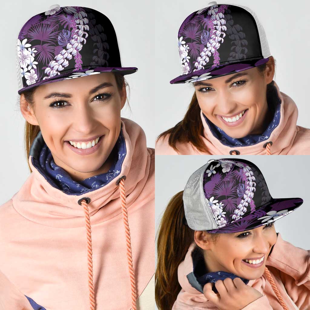 Poni Aloha Hawaii Lei Mesh Trucker Cap Tropical Flowers Elegant Vibe - Polynesian Pride