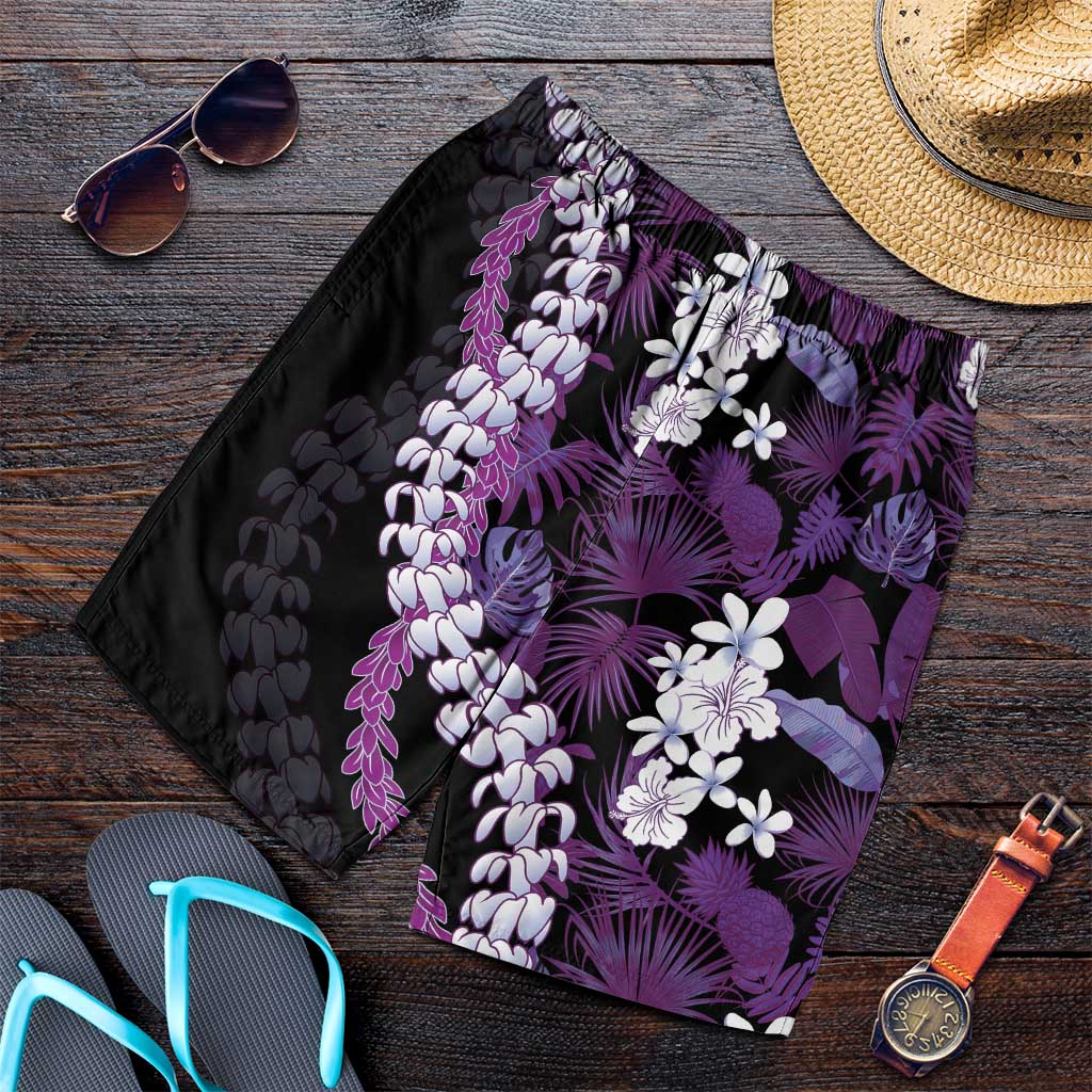 Poni Aloha Hawaii Lei Shorts for Men Tropical Flowers Elegant Vibe - Polynesian Pride