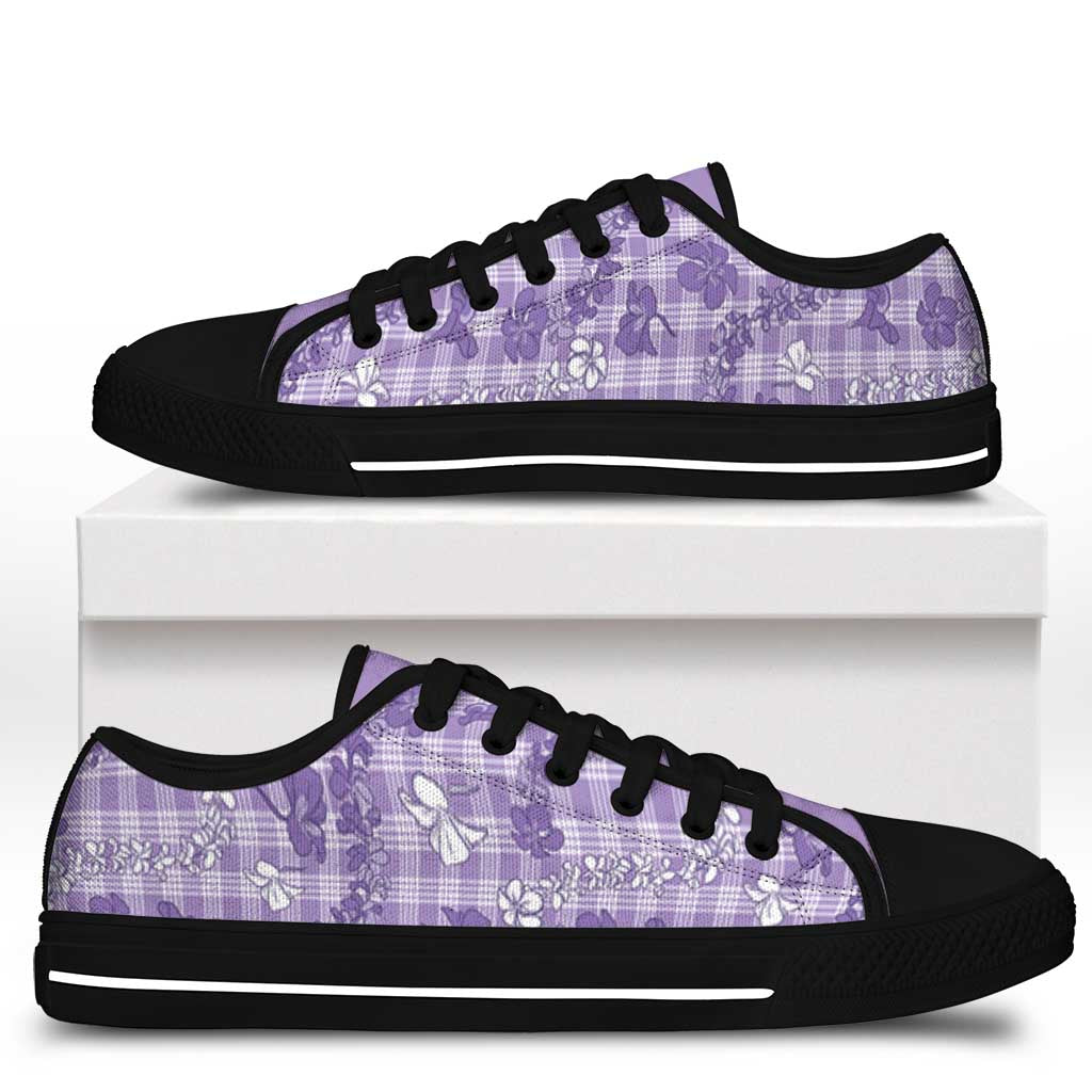 Poni Aloha Hawaii Low Top Shoes Plumeria Lei With Palaka Motif - Polynesian Pride