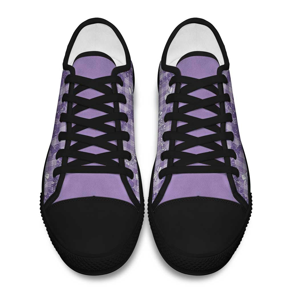 Poni Aloha Hawaii Low Top Shoes Plumeria Lei With Palaka Motif - Polynesian Pride