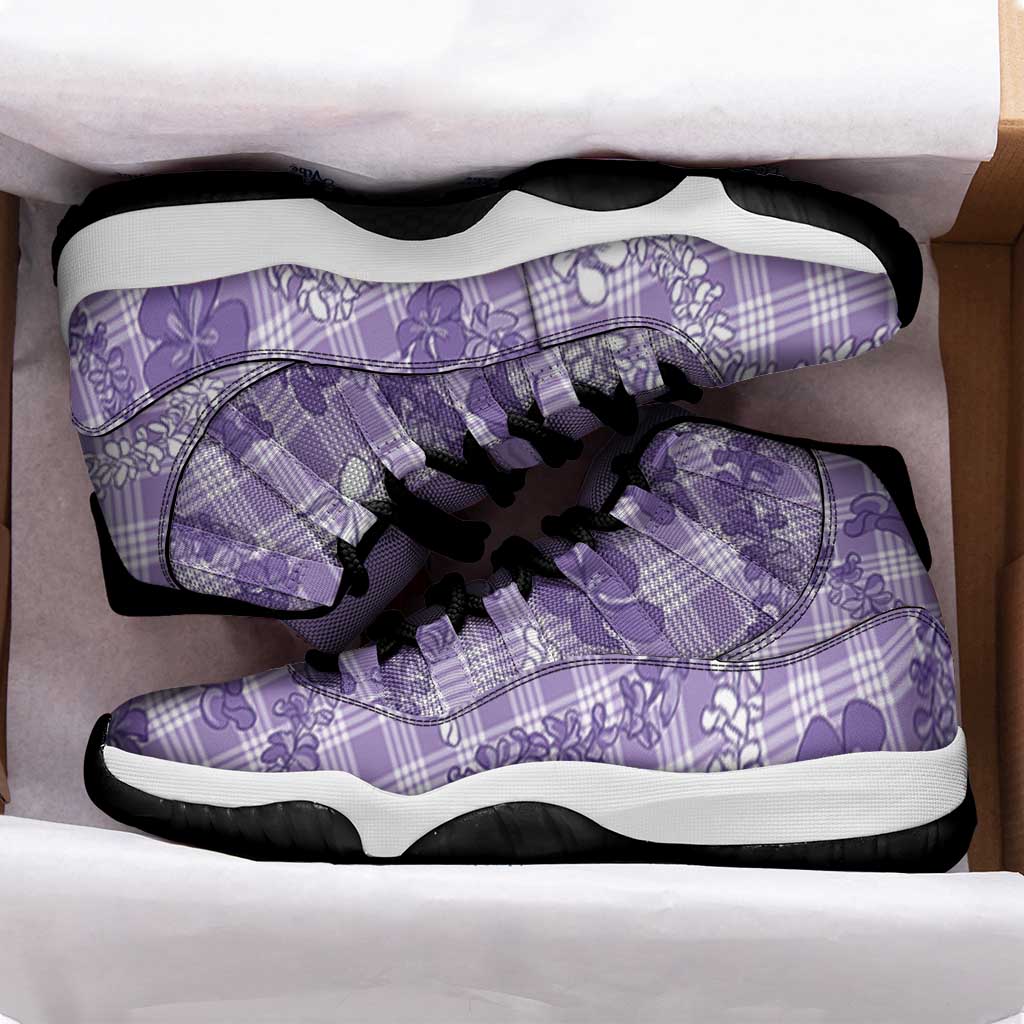 Poni Aloha Hawaii Sneakers J11 Plumeria Lei With Palaka Motif - Polynesian Pride