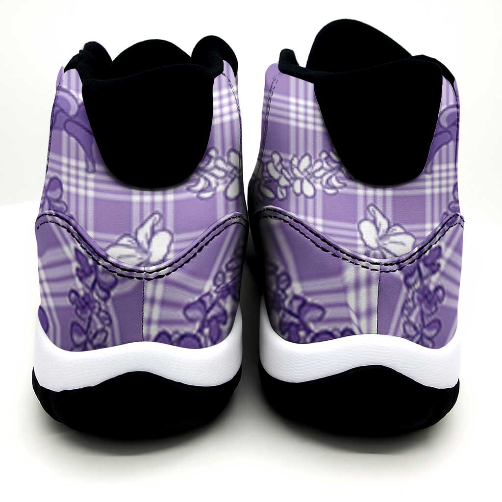 Poni Aloha Hawaii Sneakers J11 Plumeria Lei With Palaka Motif - Polynesian Pride