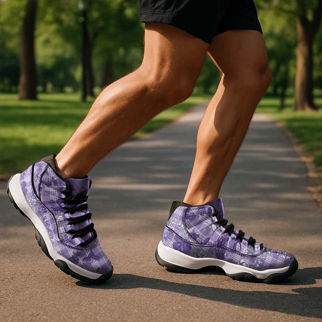 Poni Aloha Hawaii Sneakers J11 Plumeria Lei With Palaka Motif - Polynesian Pride