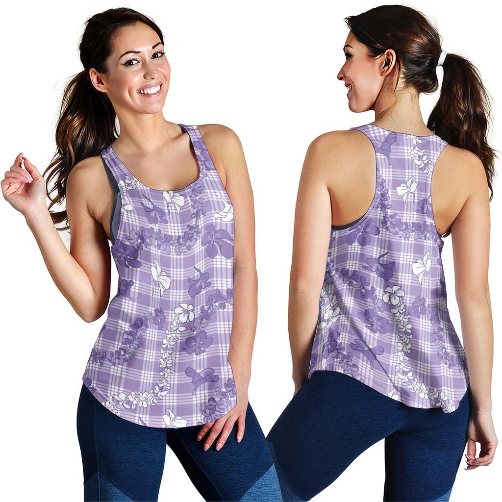 Poni Aloha Hawaii Women Racerback Tank Plumeria Lei With Palaka Motif - Polynesian Pride