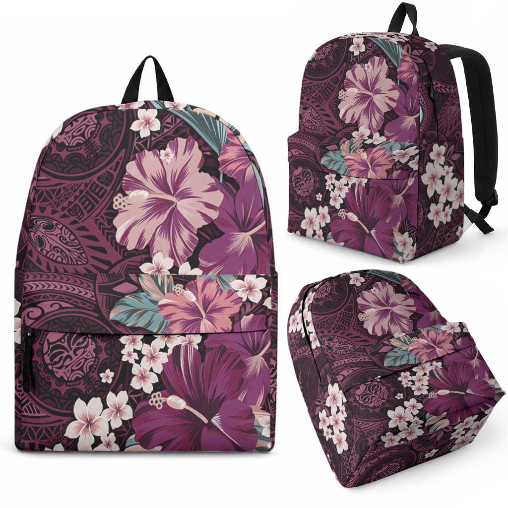 Poni Mama Hawai'i Hibiscus Backpack Polynesian Tribal Tattoo Pattern Floral Elements
