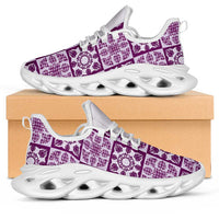 Poni Palaka Quilt Hawaii Clunky Sneakers Hawaiian Tropical Monstera Sea Turtle LT14 Purple - Polynesian Pride