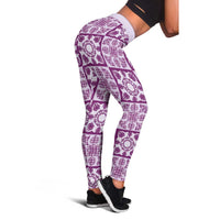 Poni Palaka Quilt Hawaii Leggings Hawaiian Tropical Monstera Sea Turtle