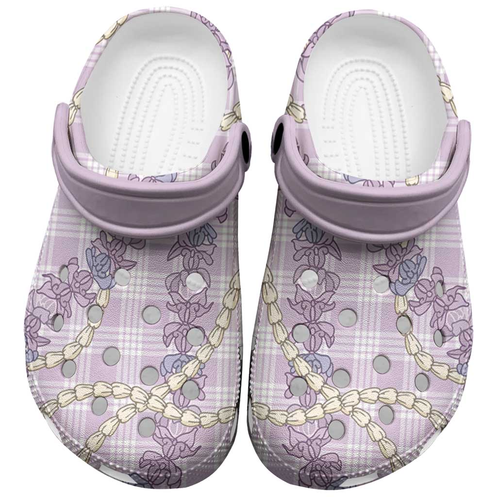 Pua Kalaunu Lei Clogs Shoes Palaka Pattern LT01 Purple - Polynesian Pride