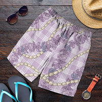 Pua Kalaunu Lei Shorts for Men Palaka Pattern LT01 Purple - Polynesian Pride