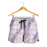 Pua Kalaunu Lei Shorts for Women Palaka Pattern