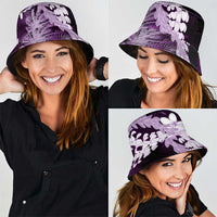 Puakenikeni Maile Lei Bucket Hat Frangipani Purple Tropical Leaves