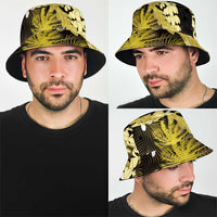 Puakenikeni Maile Lei Bucket Hat Frangipani Yellow Tropical Leaves LT01 - Polynesian Pride