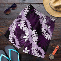 Puakenikeni Maile Lei Shorts for Men Frangipani Purple Tropical Leaves LT01 Purple - Polynesian Pride