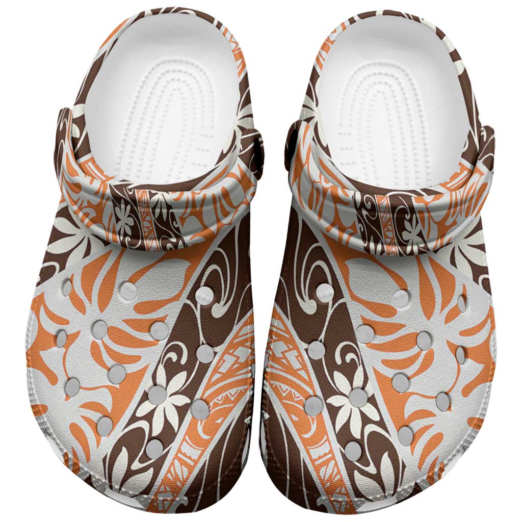 Puatou Tahiti Tiare Monstera Clogs Shoes Polynesian Pattern Curve Style - Polynesian Pride