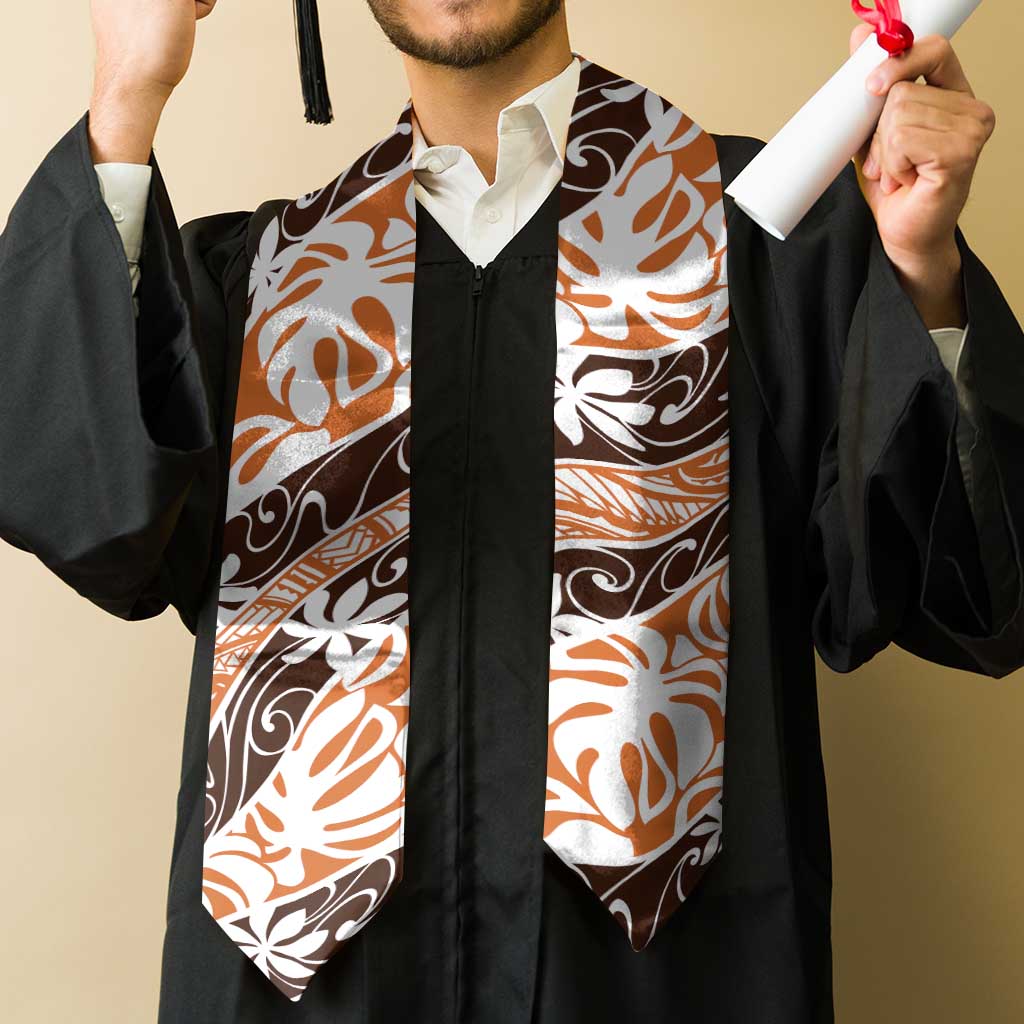 Puatou Tahiti Tiare Monstera Graduation Stole Polynesian Pattern Curve Style LT01 - Polynesian Pride