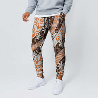 Puatou Tahiti Tiare Monstera Jogger Pants Polynesian Pattern Curve Style - Polynesian Pride