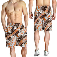 Puatou Tahiti Tiare Monstera Shorts for Men Polynesian Pattern Curve Style - Polynesian Pride