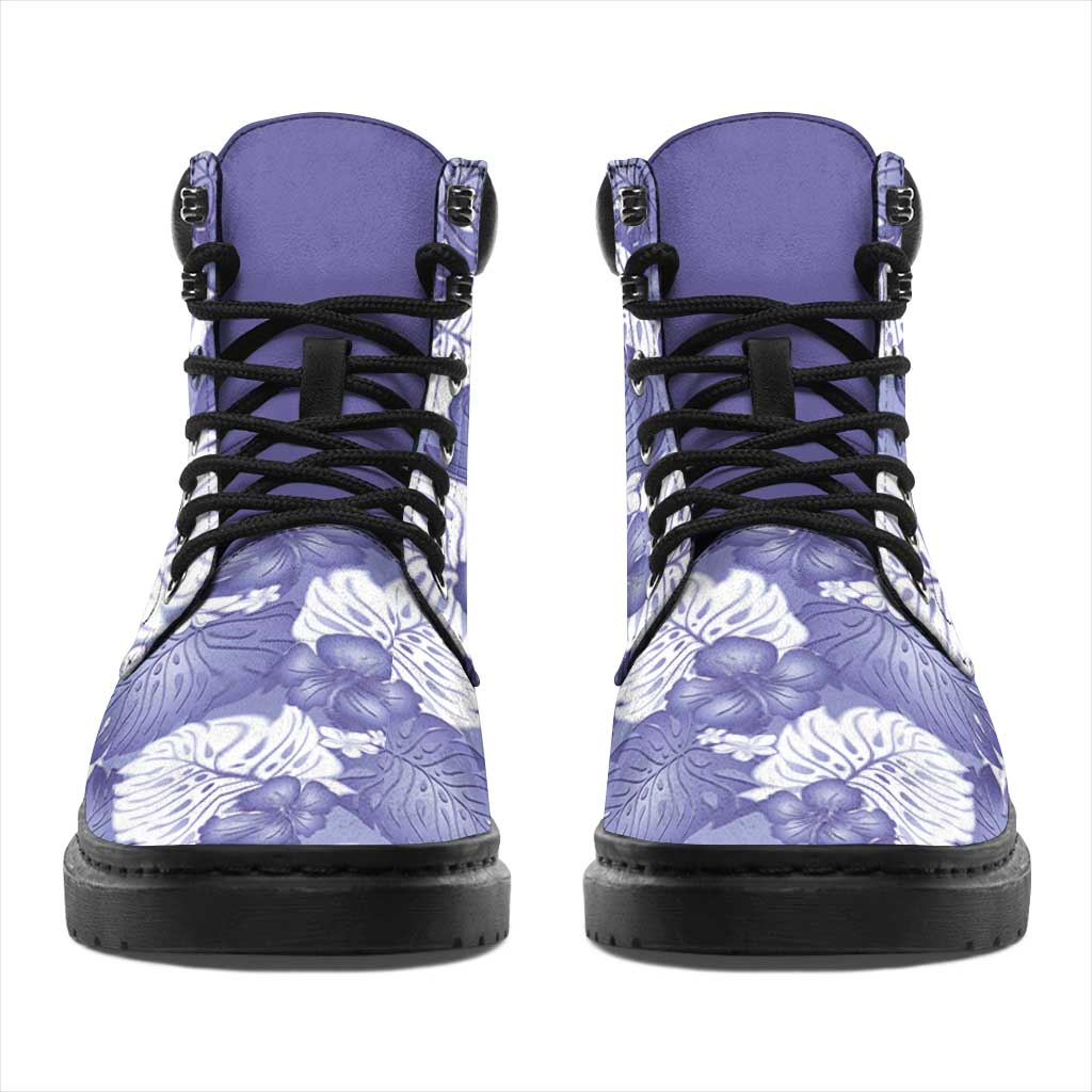 Purple Aloha Hawaii All Season Boots Monstera Hibiscus Plumeria Seamless Vibes - Polynesian Pride