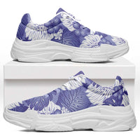Purple Aloha Hawaii Chunky Sneakers Monstera Hibiscus Plumeria Seamless Vibes - Polynesian Pride