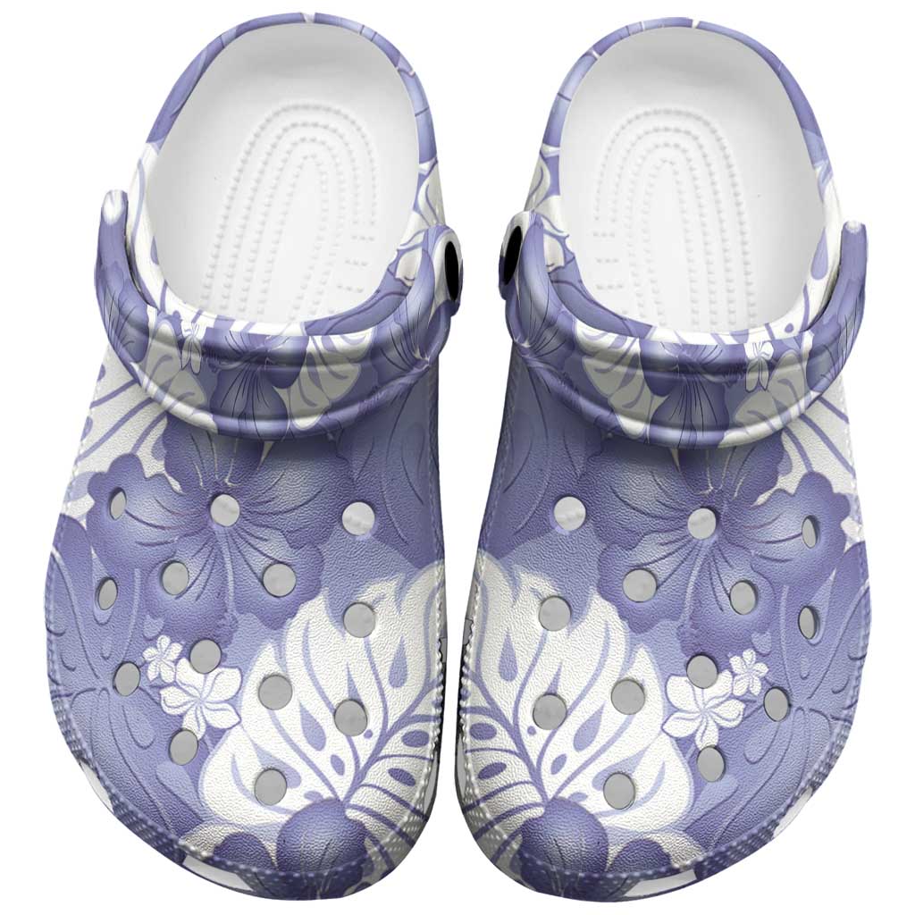 Purple Aloha Hawaii Clogs Shoes Monstera Hibiscus Plumeria Seamless Vibes - Polynesian Pride