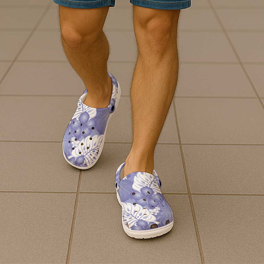 Purple Aloha Hawaii Clogs Shoes Monstera Hibiscus Plumeria Seamless Vibes - Polynesian Pride