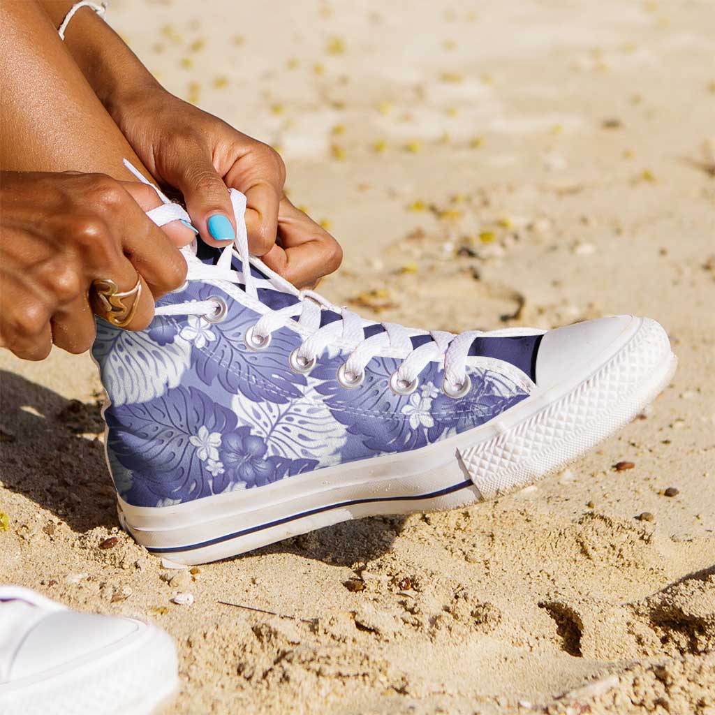 Purple Aloha Hawaii High Top Shoes Monstera Hibiscus Plumeria Seamless Vibes LT14 - Polynesian Pride