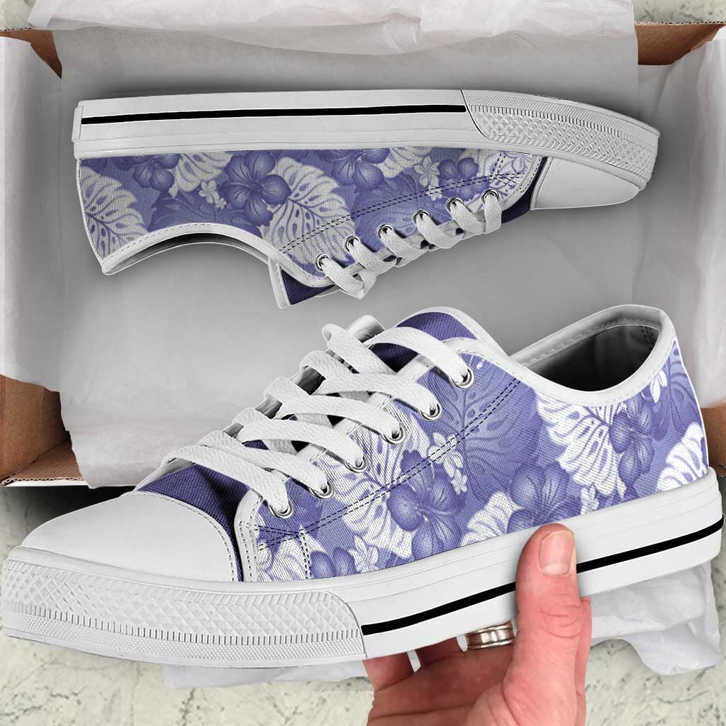 Purple Aloha Hawaii Low Top Shoes Monstera Hibiscus Plumeria Seamless Vibes LT14 Purple - Polynesian Pride
