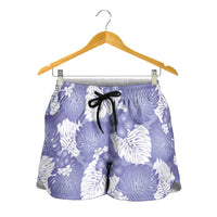 Purple Aloha Hawaii Shorts for Women Monstera Hibiscus Plumeria Seamless Vibes - Polynesian Pride