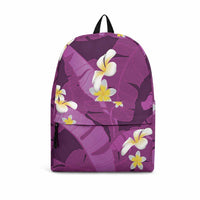 Purple Banana Leaf Hawaii Backpack Lau Maia Plumeria Tropical Summer Vibes