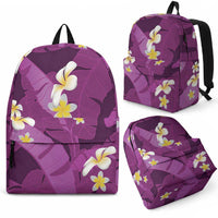 Purple Banana Leaf Hawaii Backpack Lau Maia Plumeria Tropical Summer Vibes