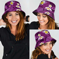 Purple Banana Leaf Hawaii Bucket Hat Lau Maia Plumeria Tropical Summer Vibes
