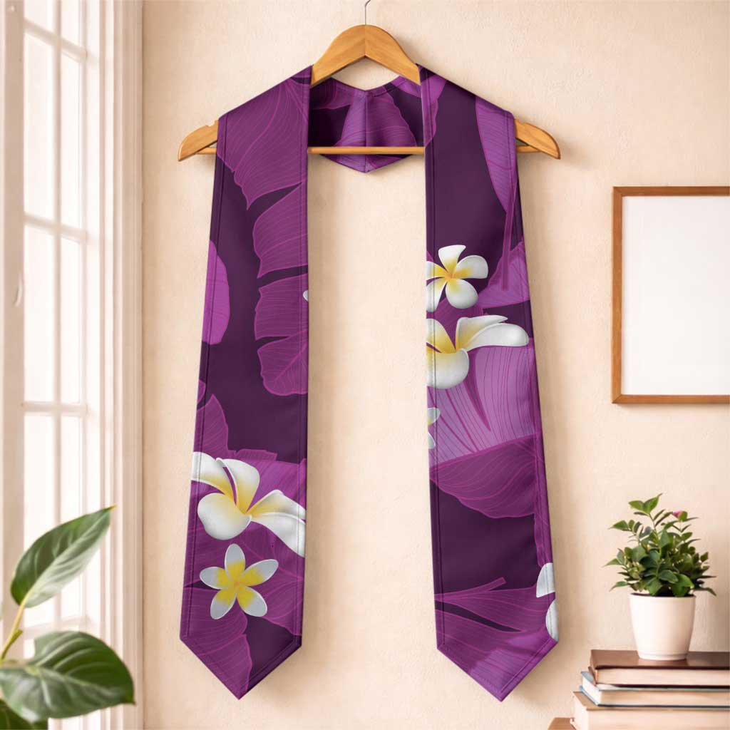 Purple Banana Leaf Hawaii Graduation Stole Lau Maia Plumeria Tropical Summer Vibes