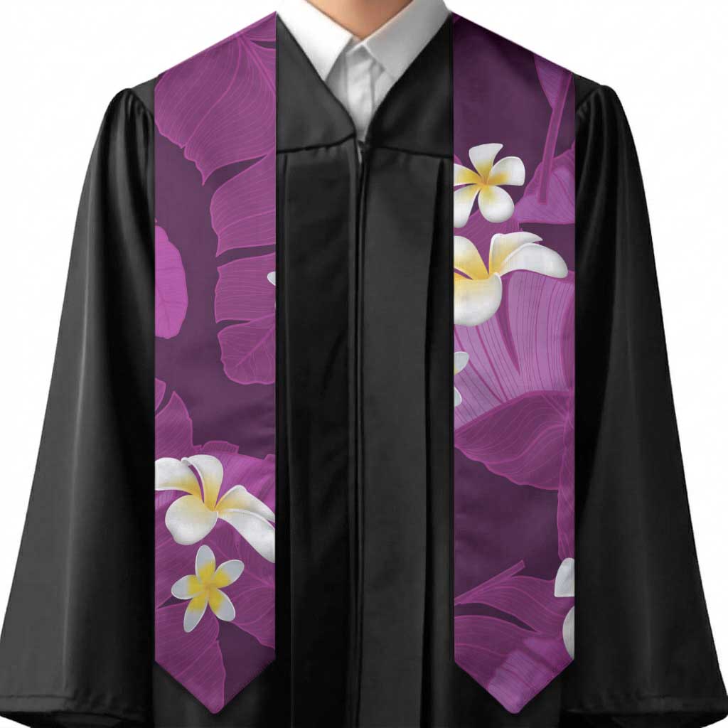 Purple Banana Leaf Hawaii Graduation Stole Lau Maia Plumeria Tropical Summer Vibes