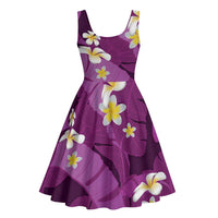 Purple Banana Leaf Hawaii Midi Dress Lau Maia Plumeria Tropical Summer Vibes