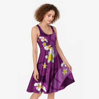 Purple Banana Leaf Hawaii Midi Dress Lau Maia Plumeria Tropical Summer Vibes