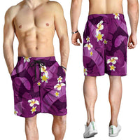 Purple Banana Leaf Hawaii Shorts for Men Lau Maia Plumeria Tropical Summer Vibes