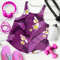 Purple Banana Leaf Hawaii Women Racerback Tank Lau Maia Plumeria Tropical Summer Vibes