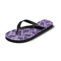 Purple Hawaii Kalo Palaka Motifs Flip Flops Hawaiian Taro Leaves Elegant Vibes LT14 - Polynesian Pride