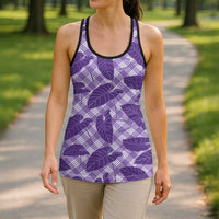 Purple Hawaii Kalo Palaka Motifs Hollow Tank Top Hawaiian Taro Leaves Elegant Vibes LT14 - Polynesian Pride