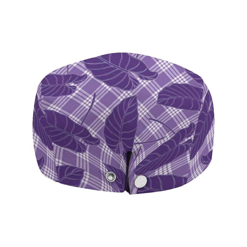 Purple Hawaii Kalo Palaka Motifs Jeff Hat Hawaiian Taro Leaves Elegant Vibes LT14 - Polynesian Pride