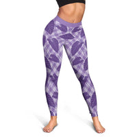 Purple Hawaii Kalo Palaka Motifs Leggings Hawaiian Taro Leaves Elegant Vibes LT14 - Polynesian Pride